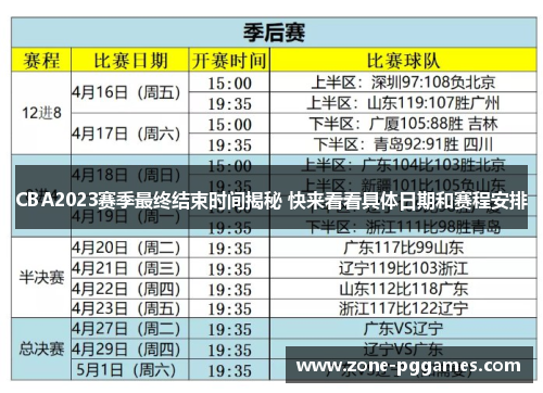 CBA2023赛季最终结束时间揭秘 快来看看具体日期和赛程安排 CBA2023赛季最终结束时间揭秘 快来看看具体日期和赛程安排